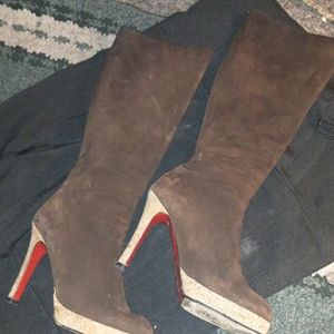 Christian louboutin  brown Swede boots